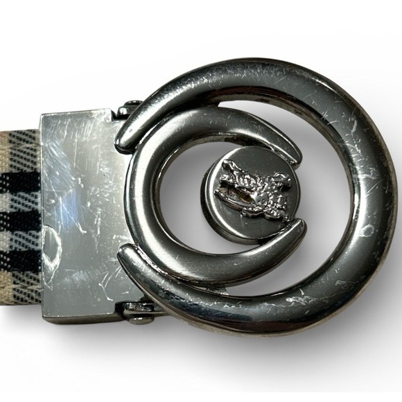 BURBERRY Canvas Belt Nova Check Plaid Made in Italy D-Ring Size 32 See Pics main image 4
